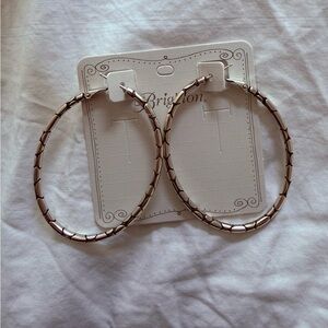 Brighton Silver Textured Hoop Earrings